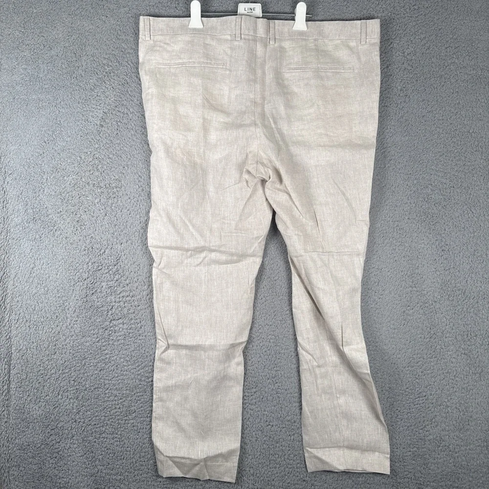 H&M Linen Pants Mens 46x30 Slim Fit Cropped Tan Summer Trousers Beach Resort